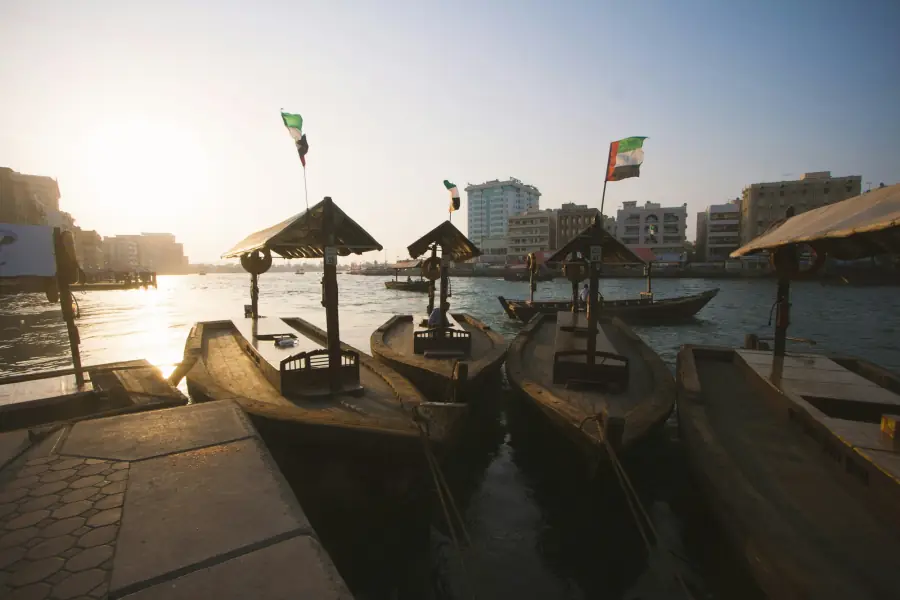 Wooden abra boats on Dubai Creek